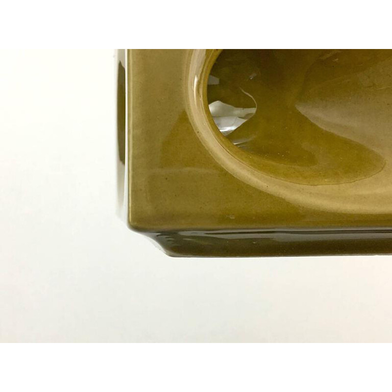 Ceramic brown geometrical vase - 1970s