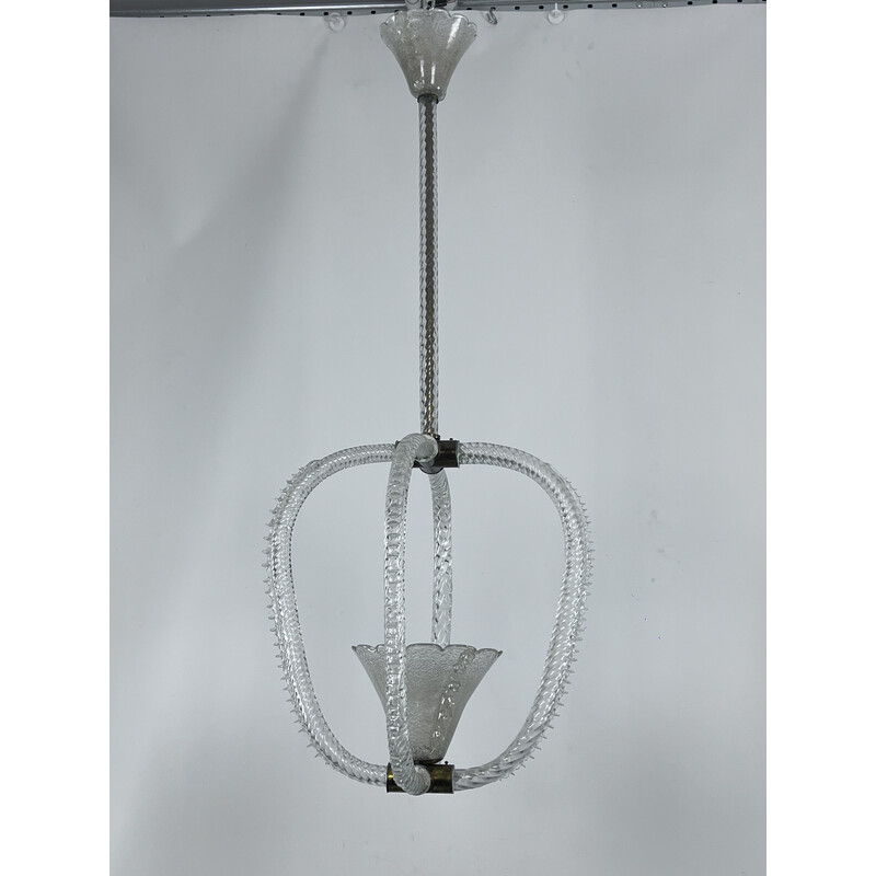 Vintage Art Deco Murano glass pendant lamp by Ercole Barovier, Italy 1930s