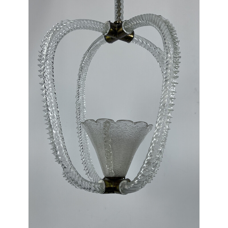 Vintage Art Deco Murano glass pendant lamp by Ercole Barovier, Italy 1930s