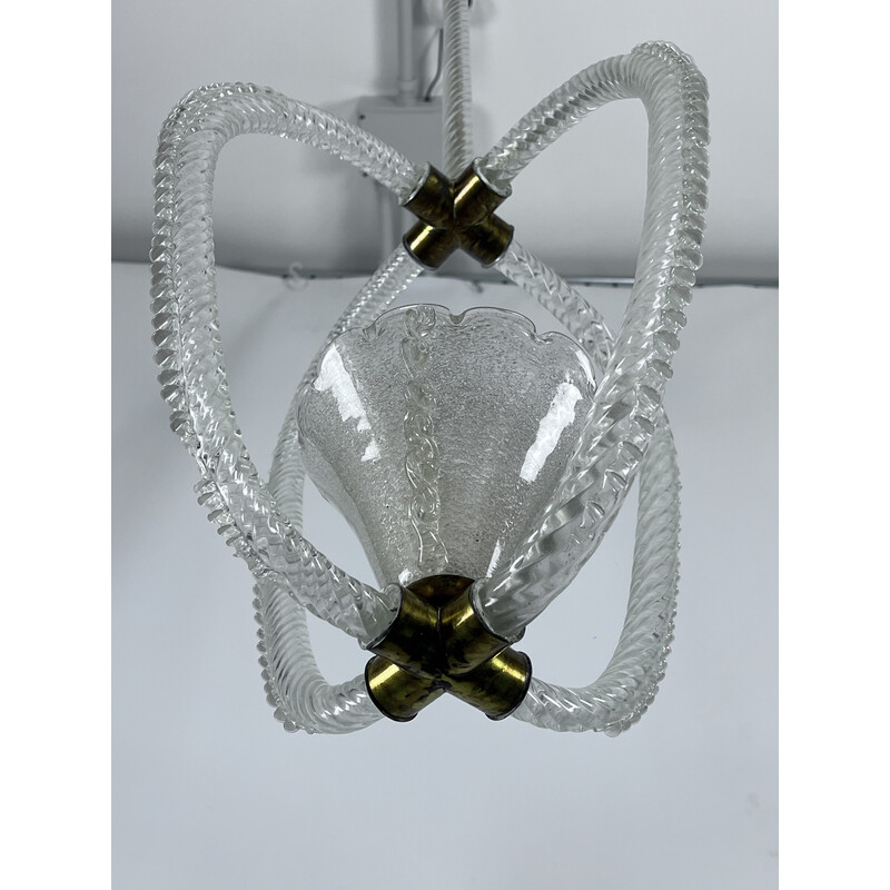 Vintage Art Deco Murano glass pendant lamp by Ercole Barovier, Italy 1930s