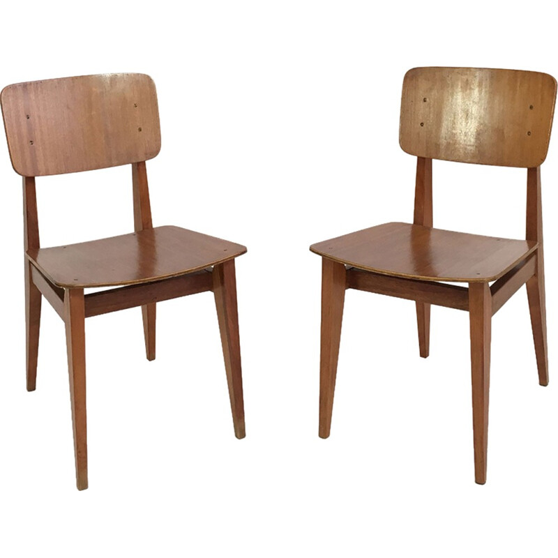 Suite of 2 chairs by Marcel Gascoin, Arhec - 1950s