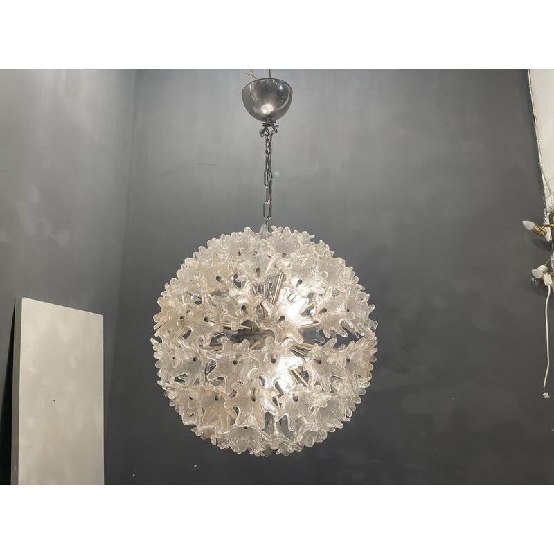 Vintage Murano glass flower chandelier by Venini, 1960