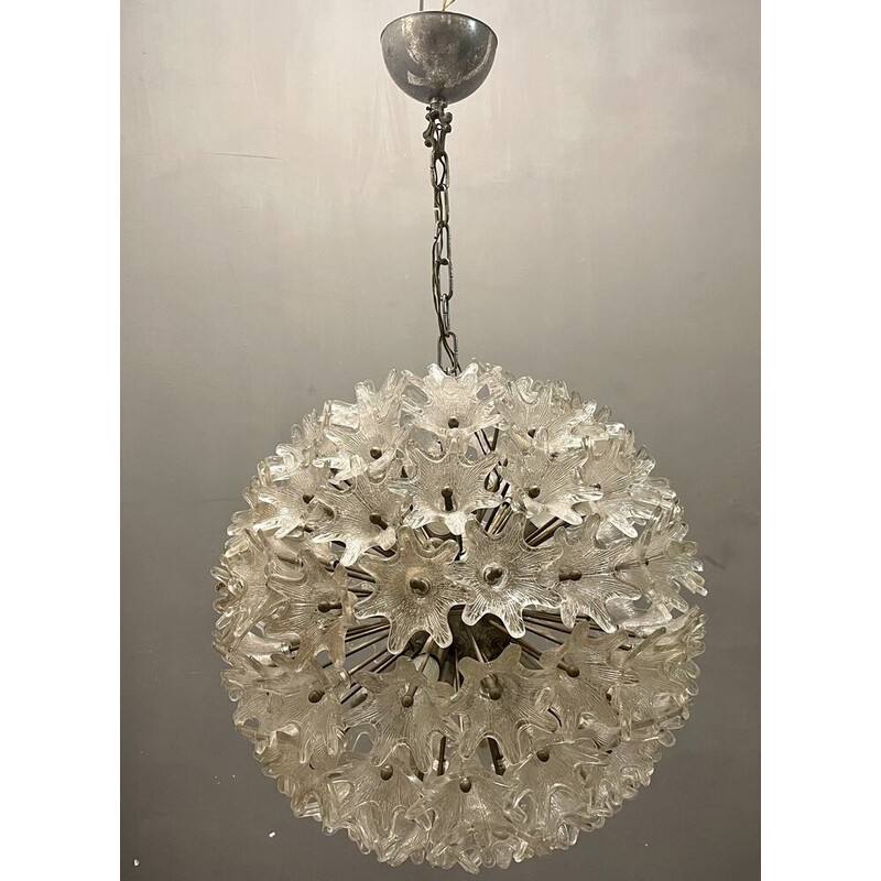 Vintage Murano glass flower chandelier by Venini, 1960