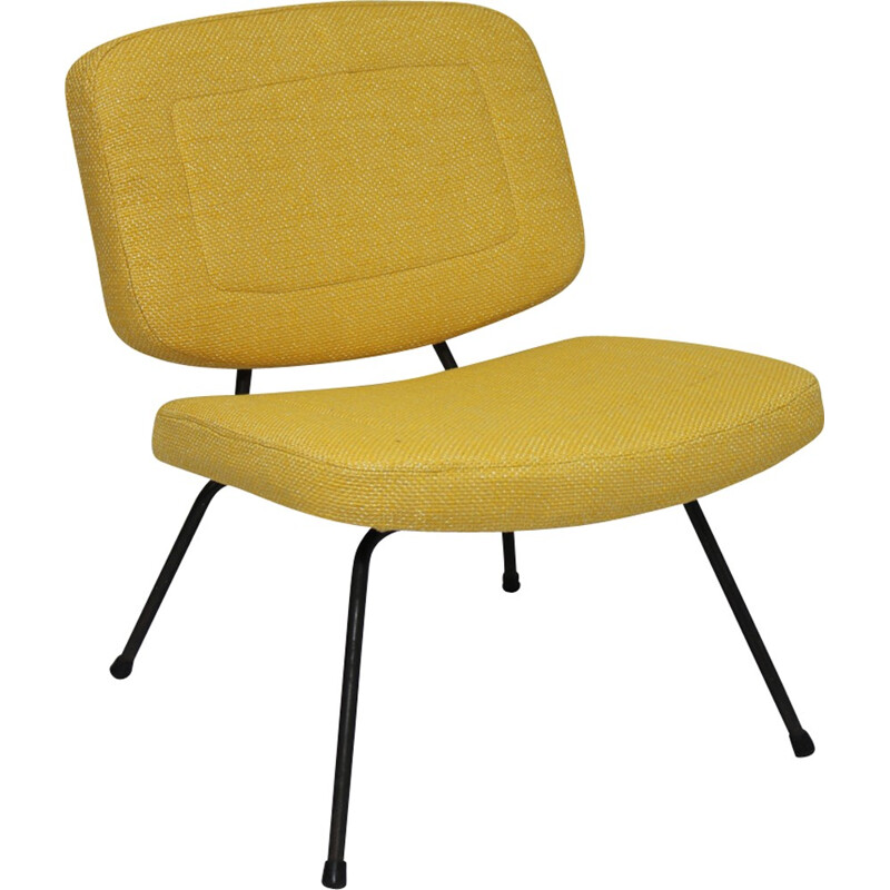 Pierre Paulin 190 CM Low yellow chair and ottoman for Thonet - 1950s