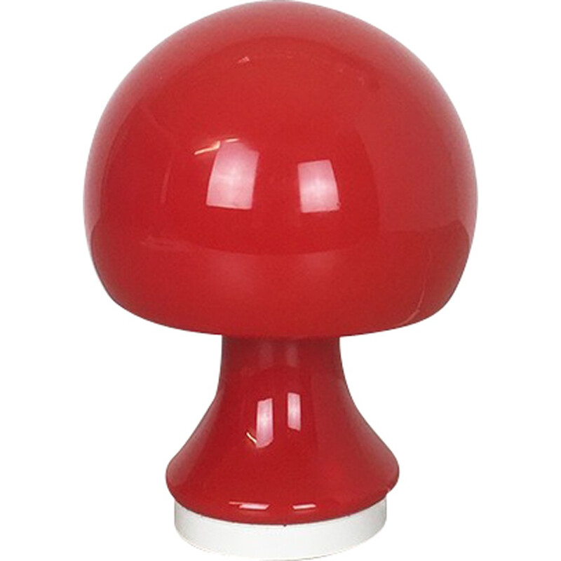 Lampe de bureau en verre rouge "mushroom", Peill & Putzler, Allemagne - 1960