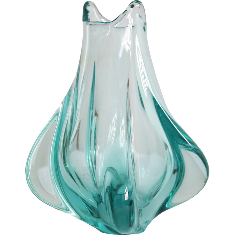 Vase vintage en verre soufflé par MIloslav Klinger - 1950