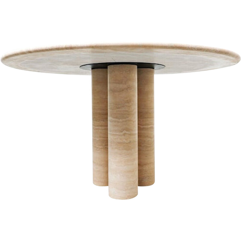 Vintage contemporary travertine dining table, Italy