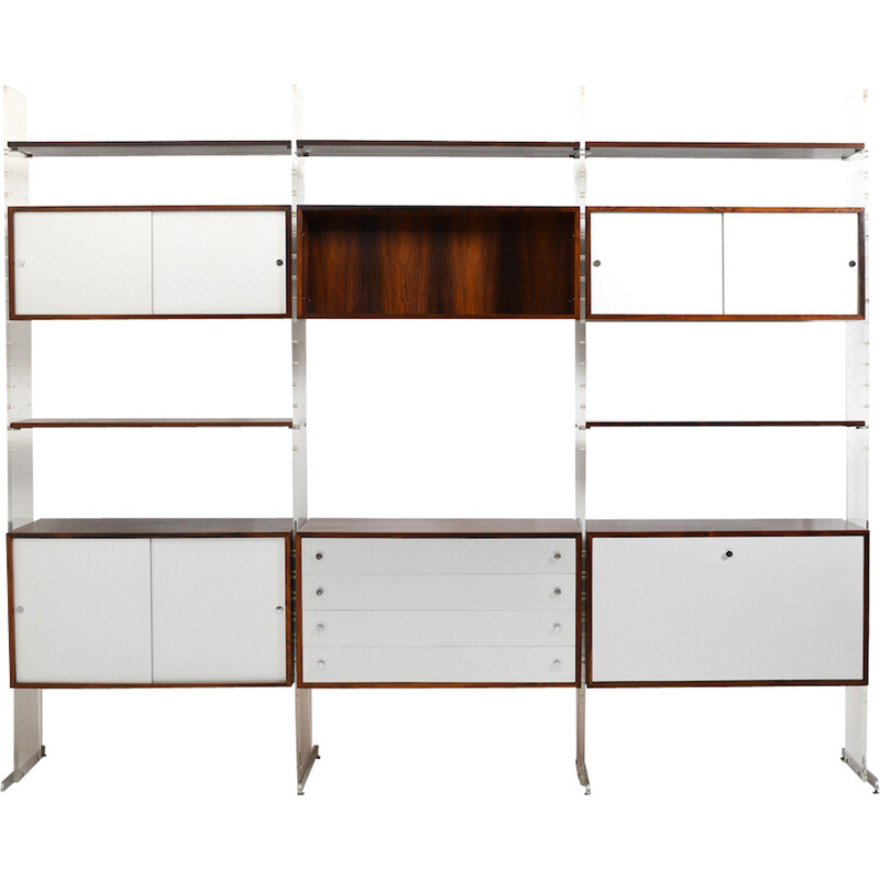 Danish vintage shelfsystem with aluminum by Poul Nørreklit for Georg Petersens Mobelfabrik, 1960s