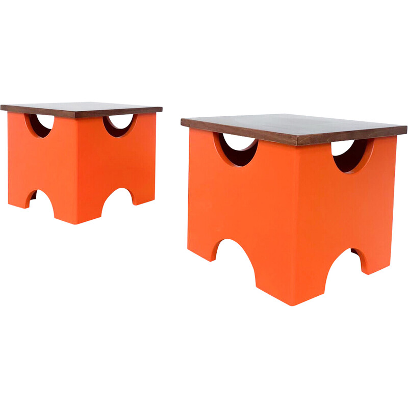 Pair of mid-century Dado stools by Ettore Sottsass