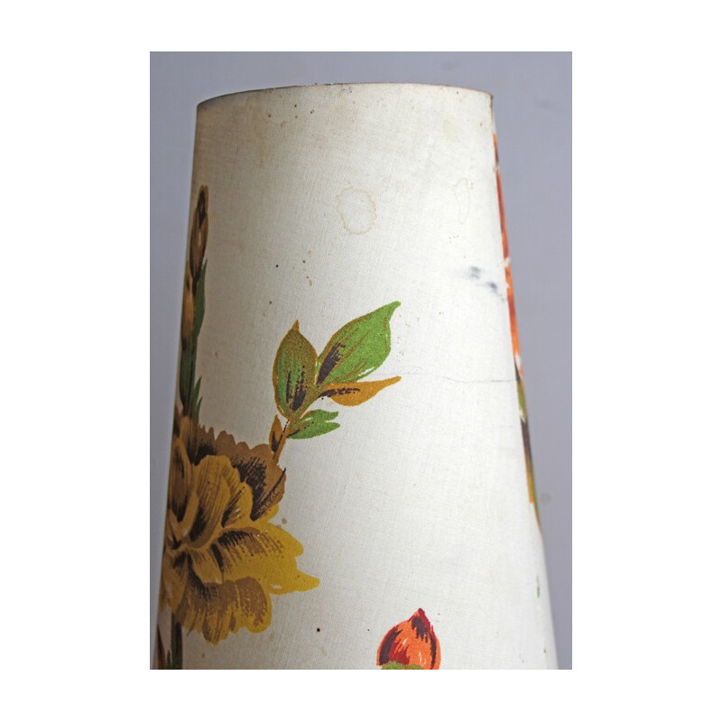 Tripod floor lamp shade decored with flowers - 1950s
