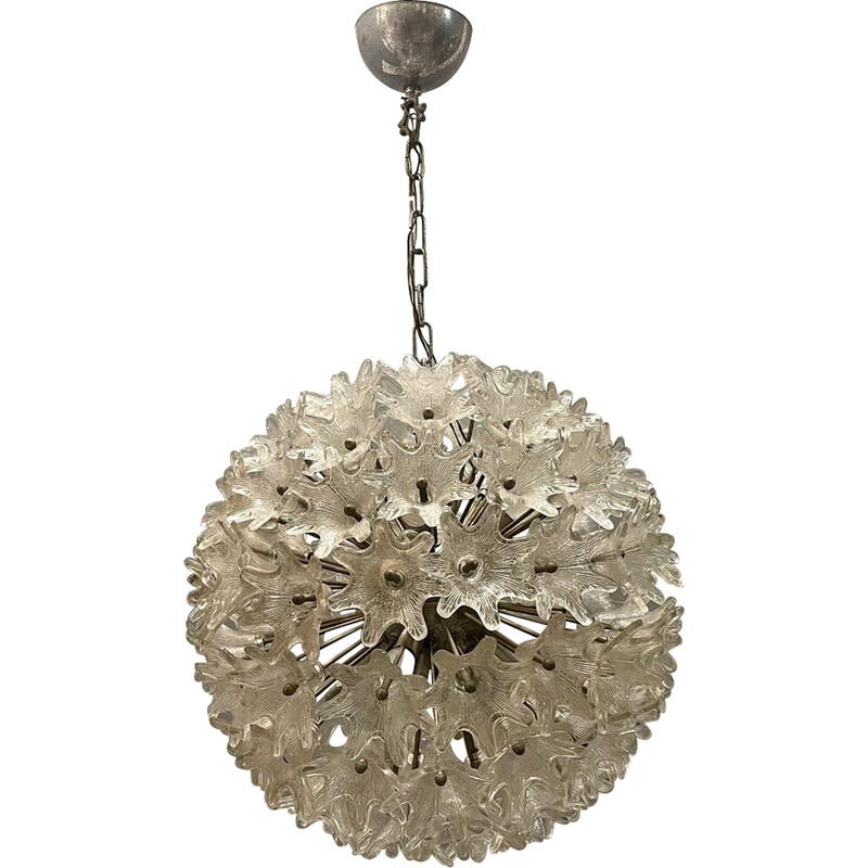 Vintage Murano glass flower chandelier by Venini, 1960