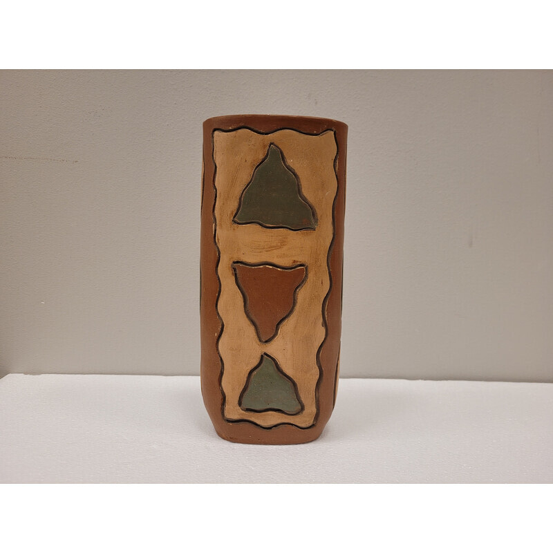 Vase vintage en céramique brune, France