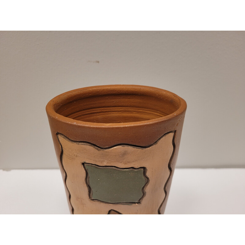 Vintage brown ceramic vase, France
