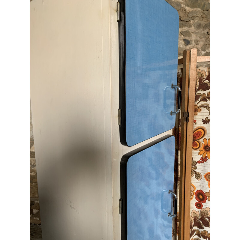 Bonnetière vintage à 2 portes en formica bleu