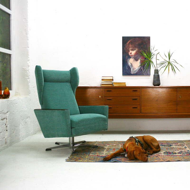 Mid-century green wing chair - 1960s