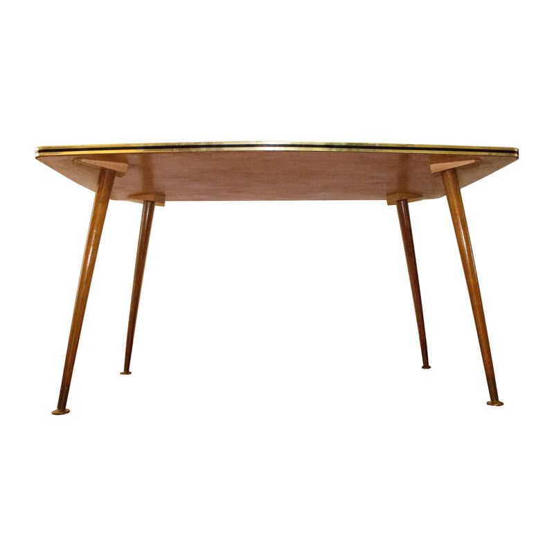 Table basse avec sabot en laiton et plateau en formica - 1970