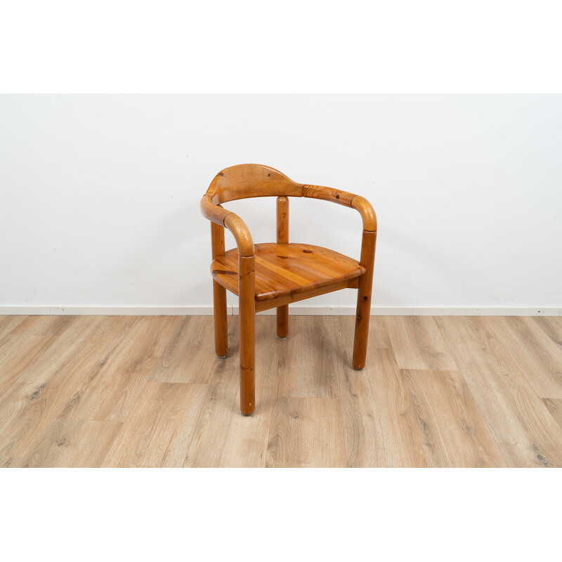 Vintage wooden dining chair with armrests by Rainer Daumiller