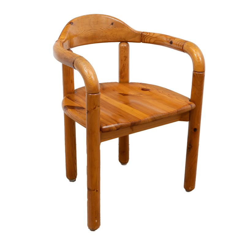 Vintage wooden dining chair with armrests by Rainer Daumiller