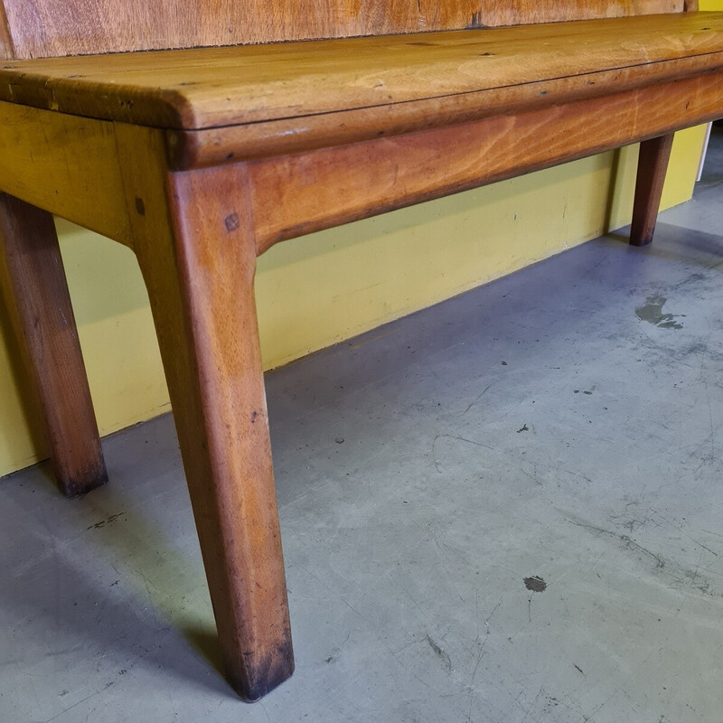 Vintage French beechwood hall bench, 1900s