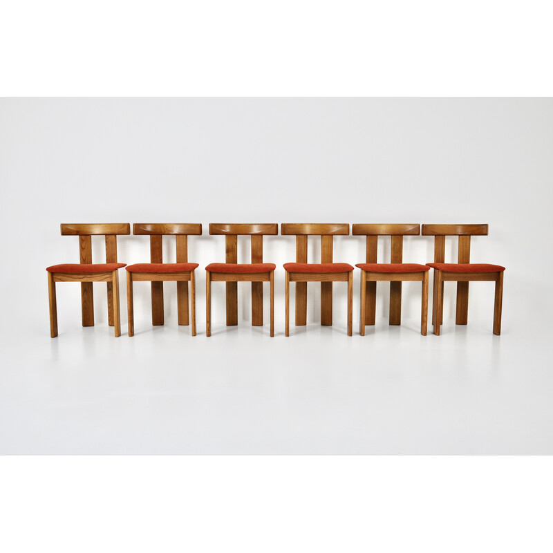 Set of 6 vintage wooden chairs by Luigi Vaghi, 1960