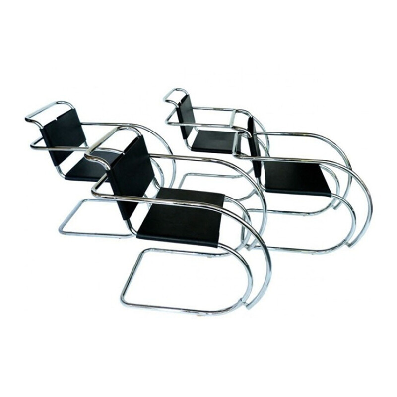 Ensemble de 4 fauteuils MR de Ludwig Mies van der Rohe - 1990