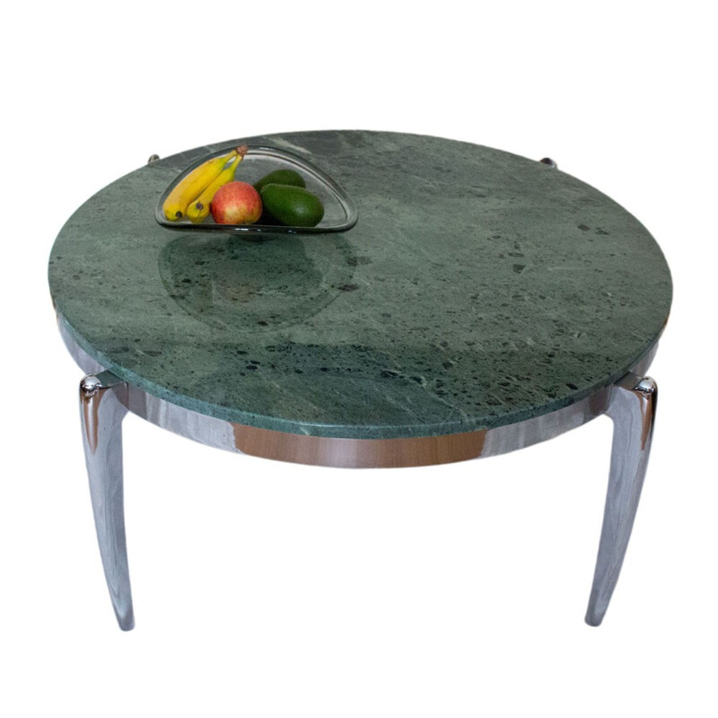 Table basse en marbre et acier inoxydable - 1970