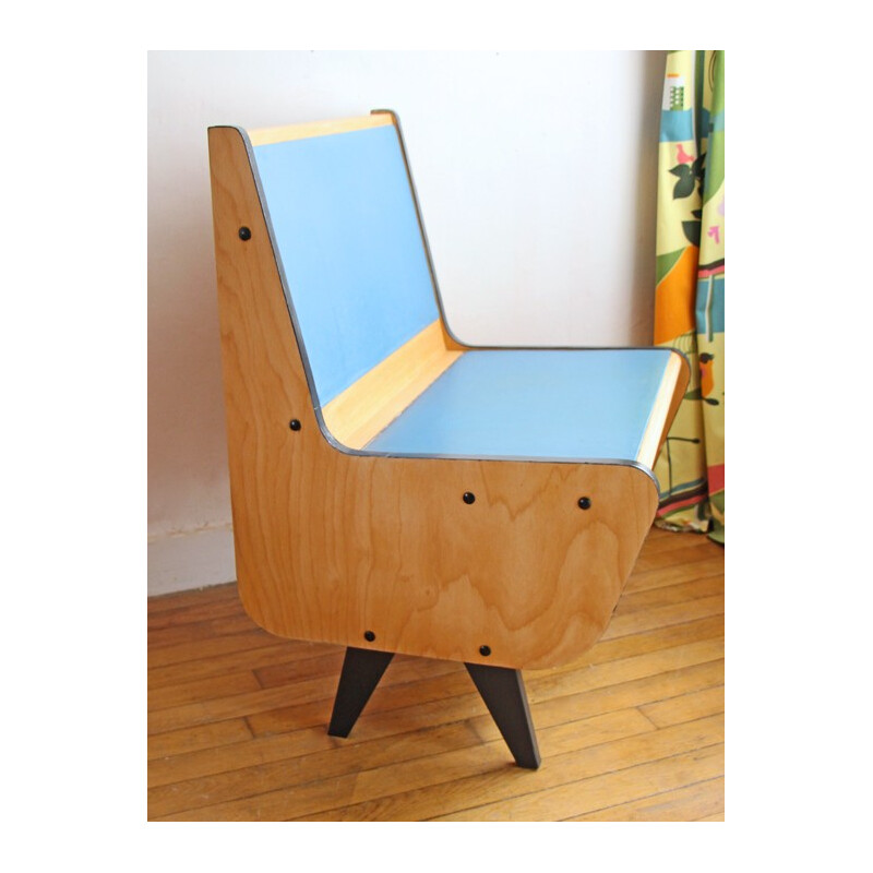 German vintage blue chest bench - 1960s