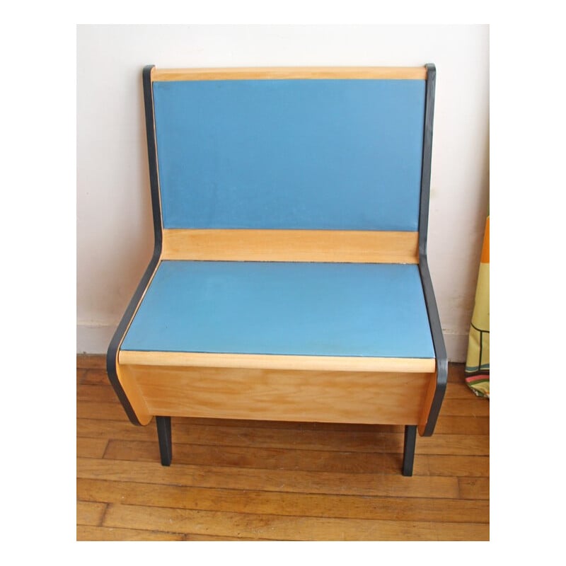 Banquette coffre vintage allemande bleue - 1960