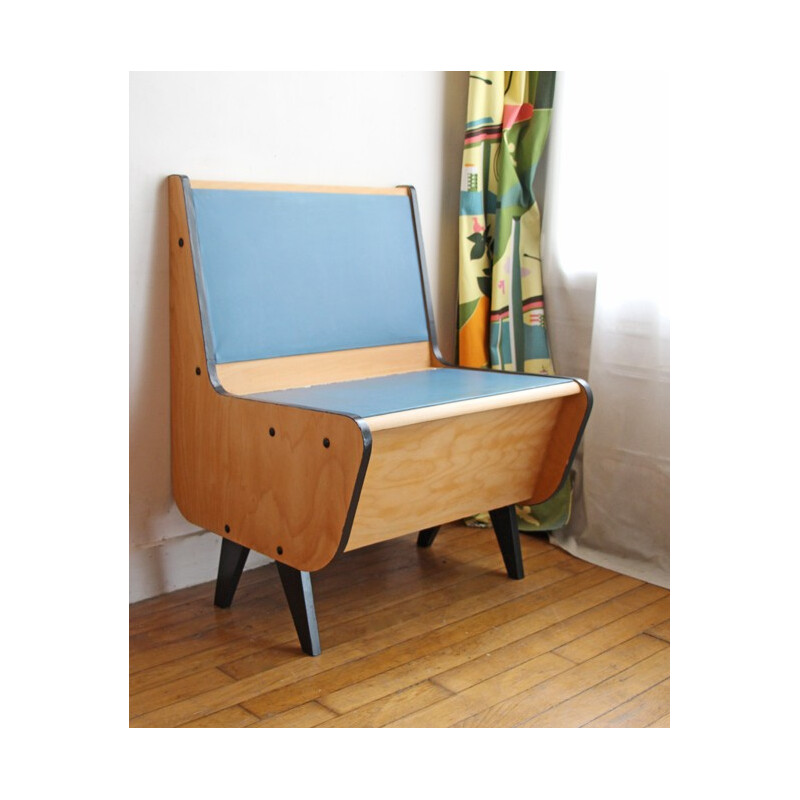 German vintage blue chest bench - 1960s