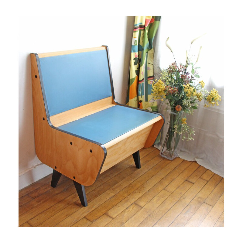 German vintage blue chest bench - 1960s