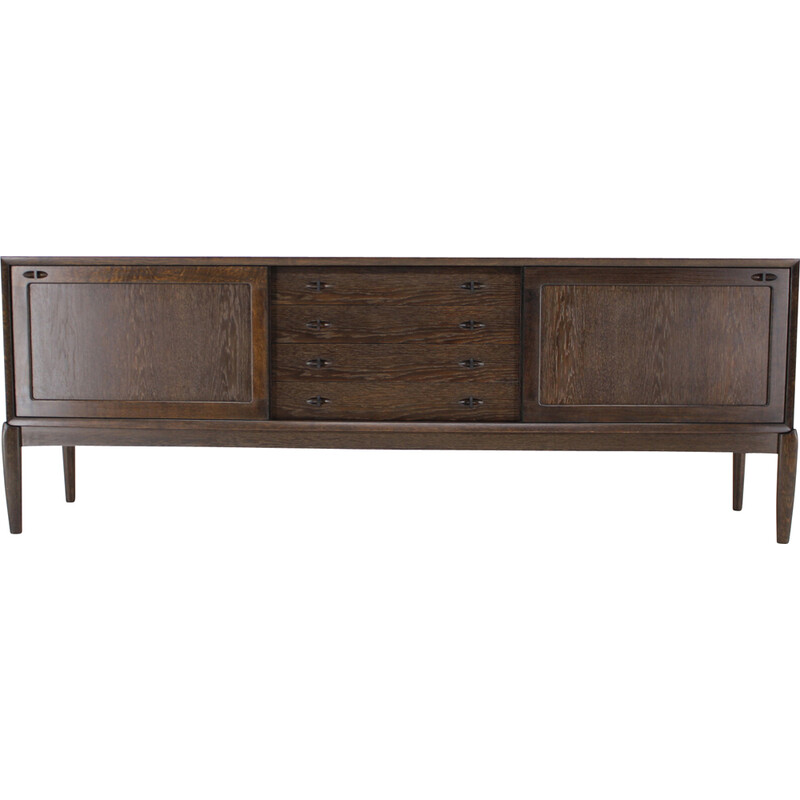 Vintage stained oakwood sideboard by H.W.Klein for Bramin, Denmark 1970s
