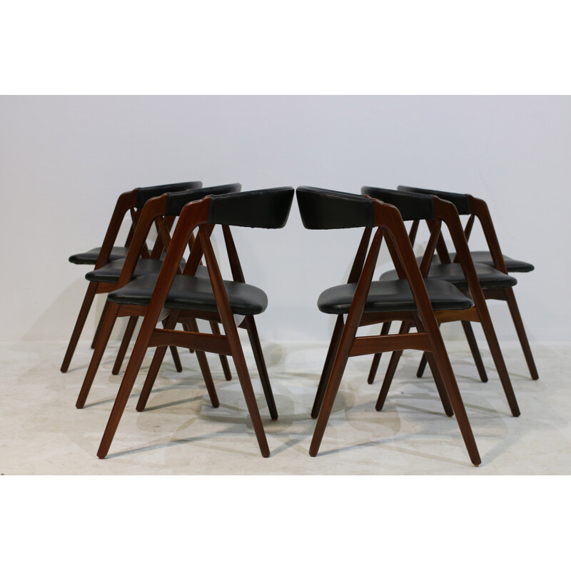 Set of teak dining chairs by Th. Harlev for Farstrup Møbler - 1950s