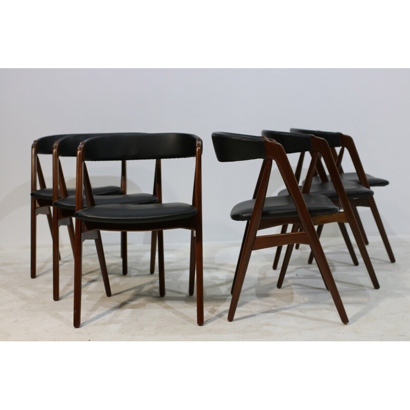 Set of teak dining chairs by Th. Harlev for Farstrup Møbler - 1950s