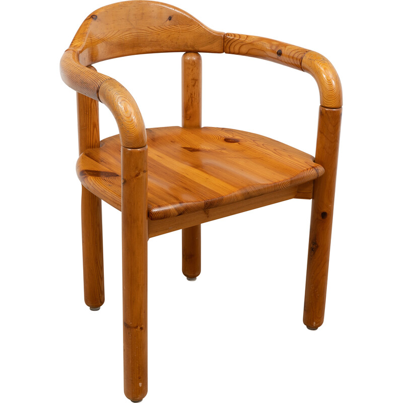 Vintage wooden dining chair with armrests by Rainer Daumiller