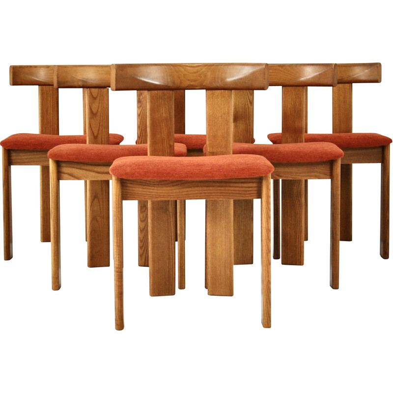 Set of 6 vintage wooden chairs by Luigi Vaghi, 1960