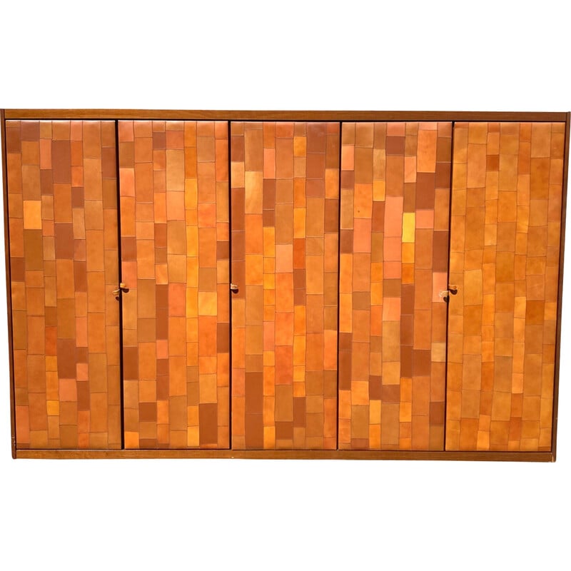 Vintage Pecari leather cabinet by Tito Agnoli for Caleido, 1970