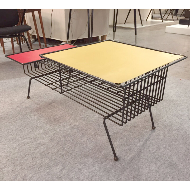 Red coffee table in steel - 1950s