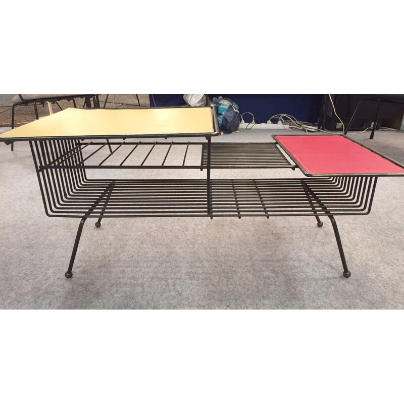 Red coffee table in steel - 1950s