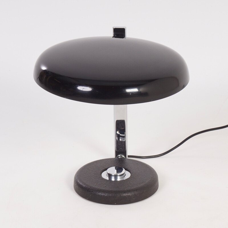 Oslo black desk lamp in metal and chromium by Heinz PFAENDER from Hillebrand - 1960s