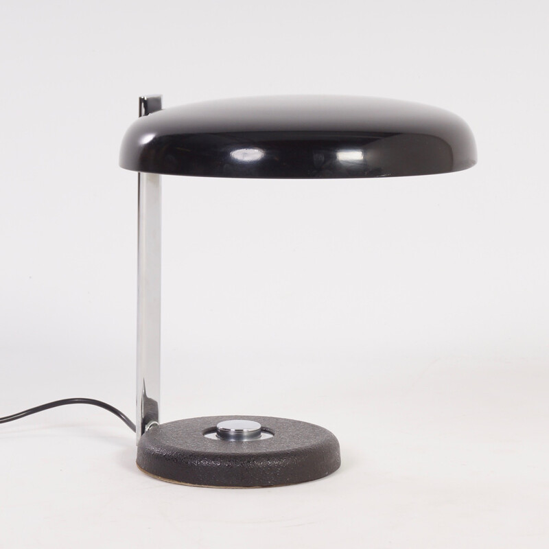 Oslo black desk lamp in metal and chromium by Heinz PFAENDER from Hillebrand - 1960s