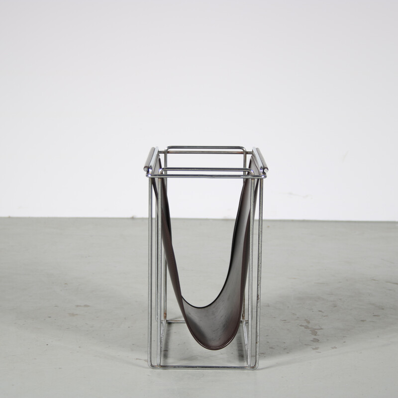 Vintage chrome-plated metal magazine rack by Max Sauze for Sauze Studio, France 1960