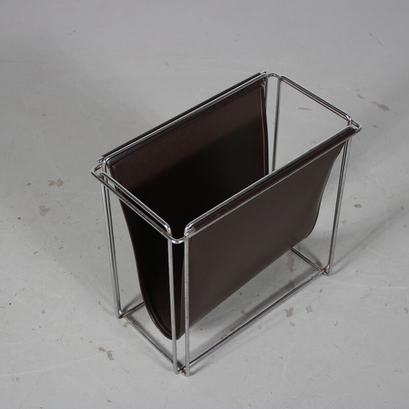 Vintage chrome-plated metal magazine rack by Max Sauze for Sauze Studio, France 1960