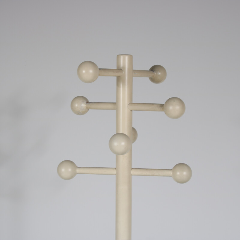 Vintage white wooden coat rack, Italy 1970s