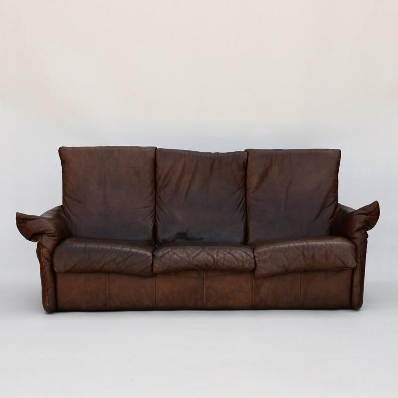 3-seater brown leather sofa by Van Den Berg for Montis - 1970s