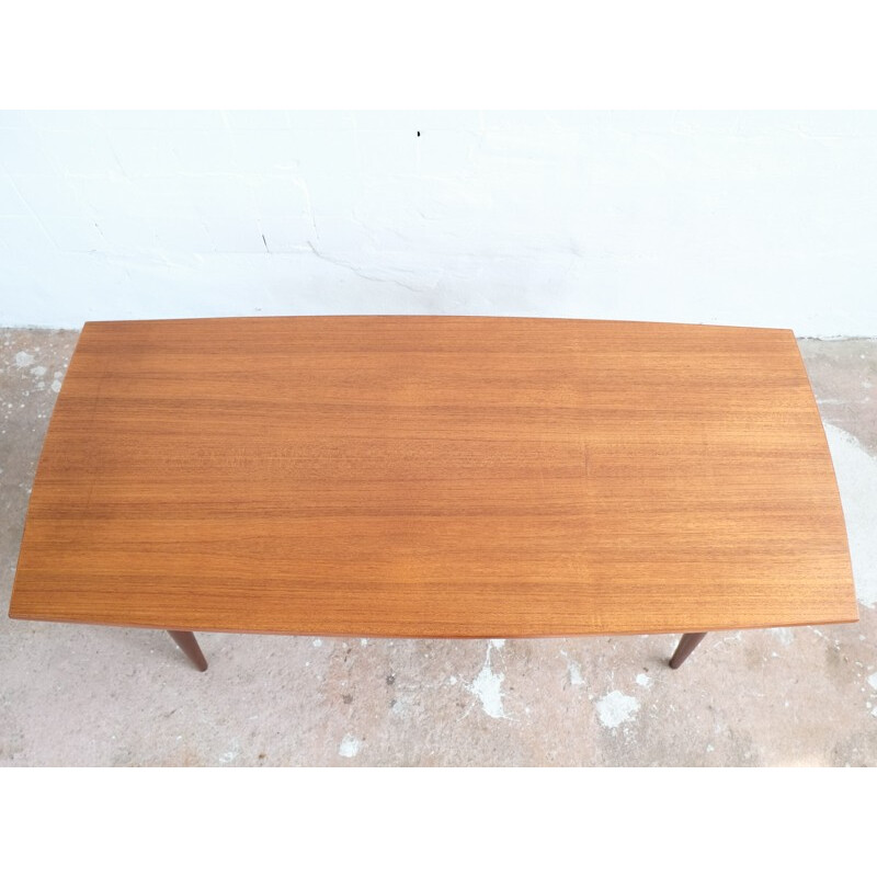 Danish coffee table in teak and brass with rounded sides - 1960s