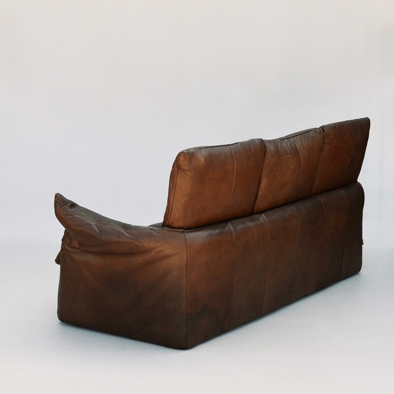 3-seater brown leather sofa by Van Den Berg for Montis - 1970s