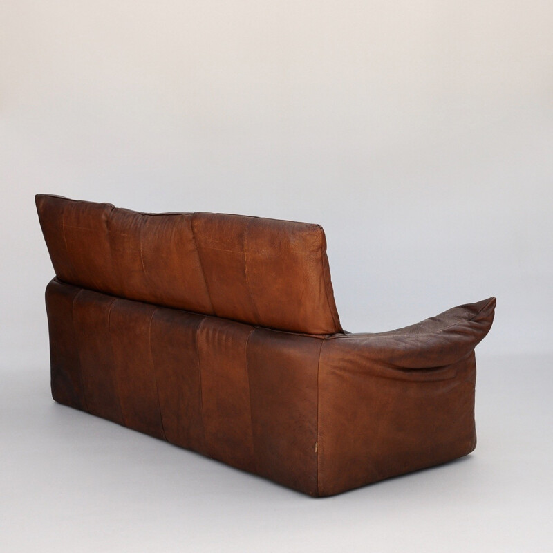 3-seater brown leather sofa by Van Den Berg for Montis - 1970s