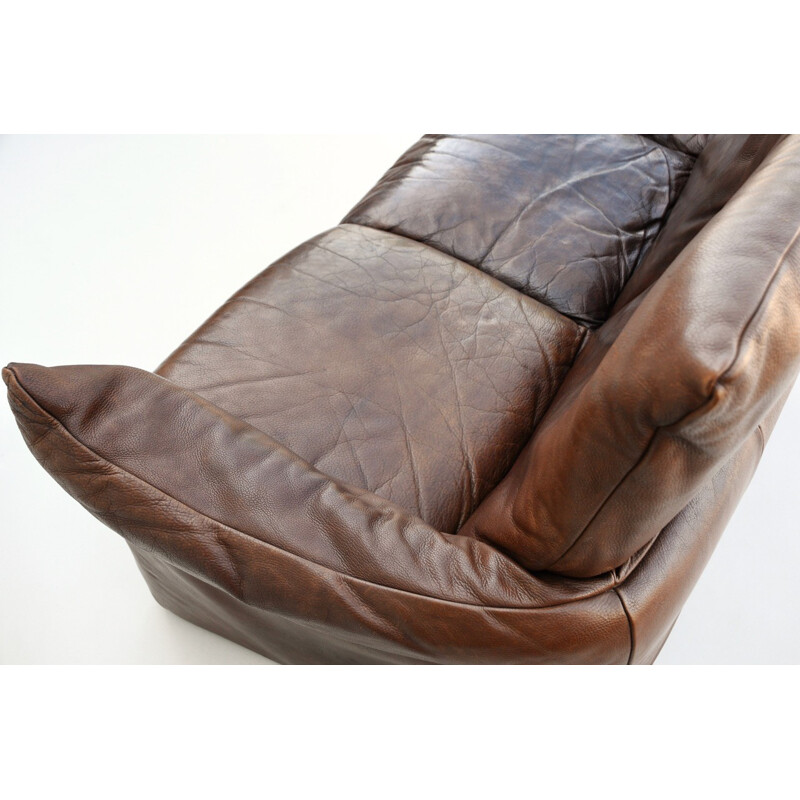 3-seater brown leather sofa by Van Den Berg for Montis - 1970s