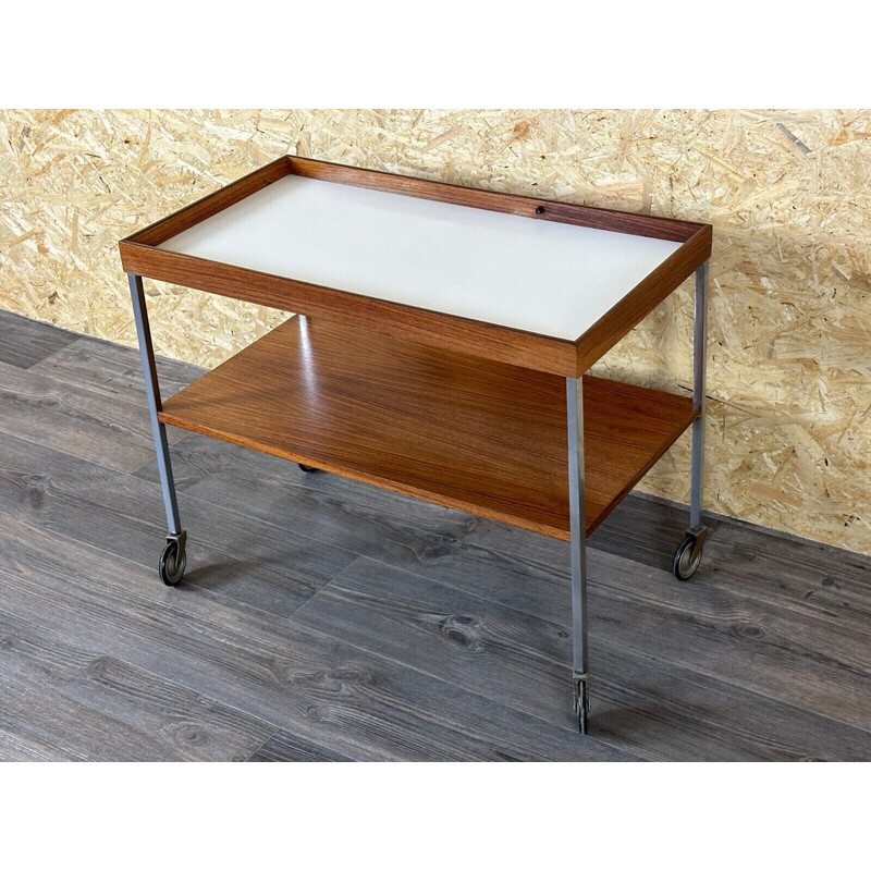 Vintage serving trolley in walnut and teak by Walter Wirz for Wilhelm Renz, 1960-1970s