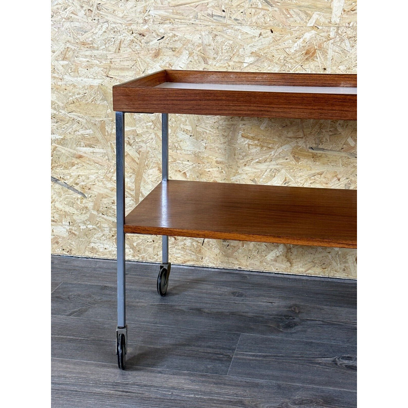 Vintage serving trolley in walnut and teak by Walter Wirz for Wilhelm Renz, 1960-1970s